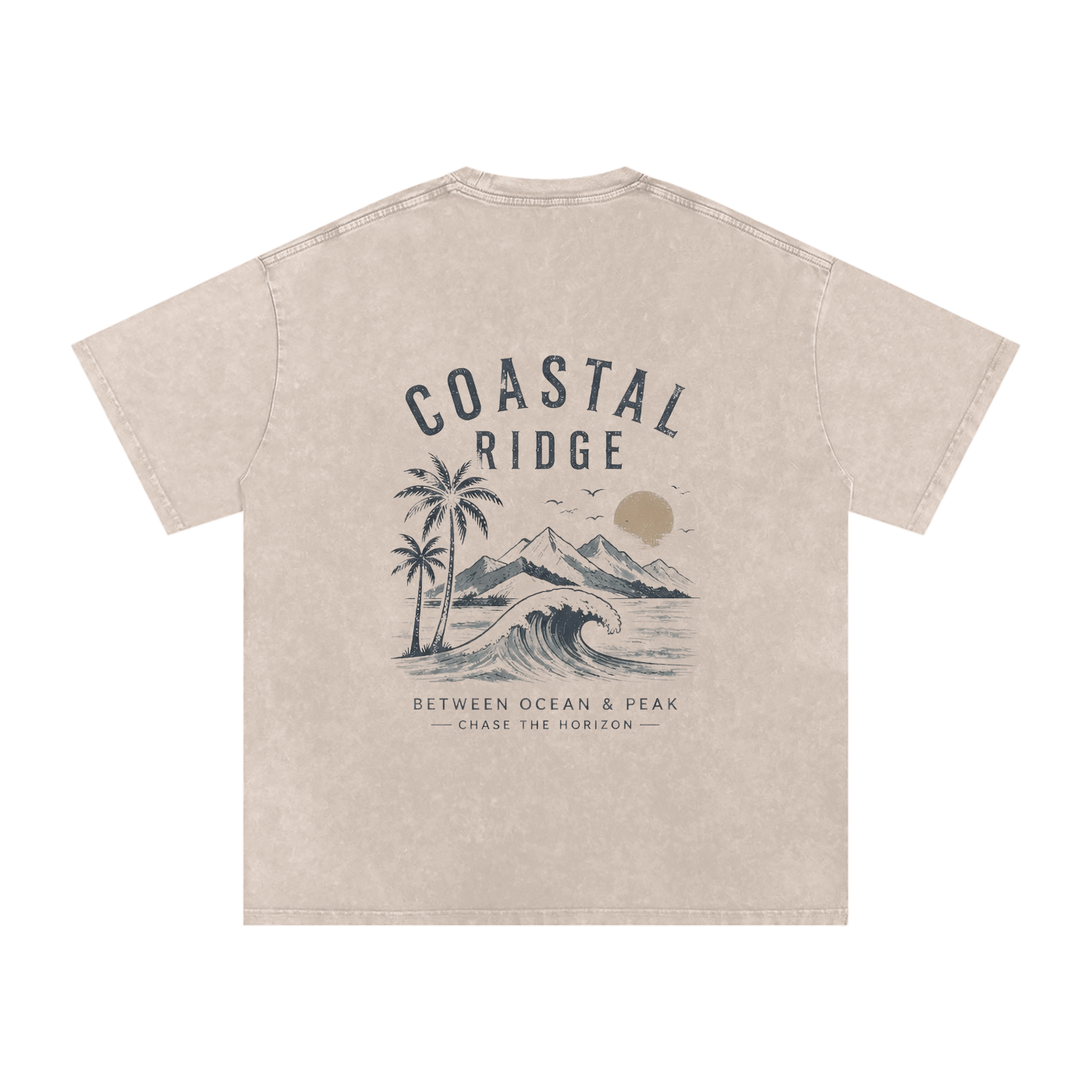COASTAL RIDGE Light Colors Snow Washed Oversized Cotton T-Shirt