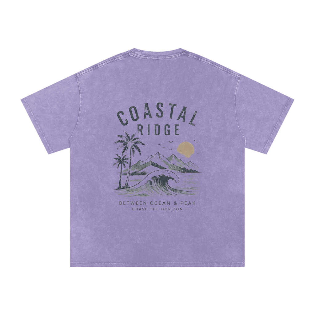 COASTAL RIDGE Light Colors Snow Washed Oversized Cotton T-Shirt