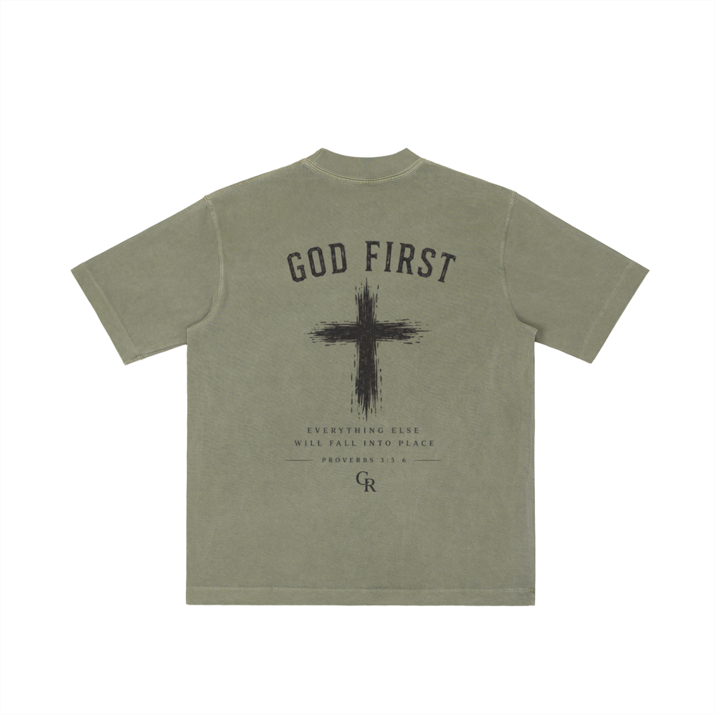 CR GOD First Vintage Wash Drop Shoulder T-shirt