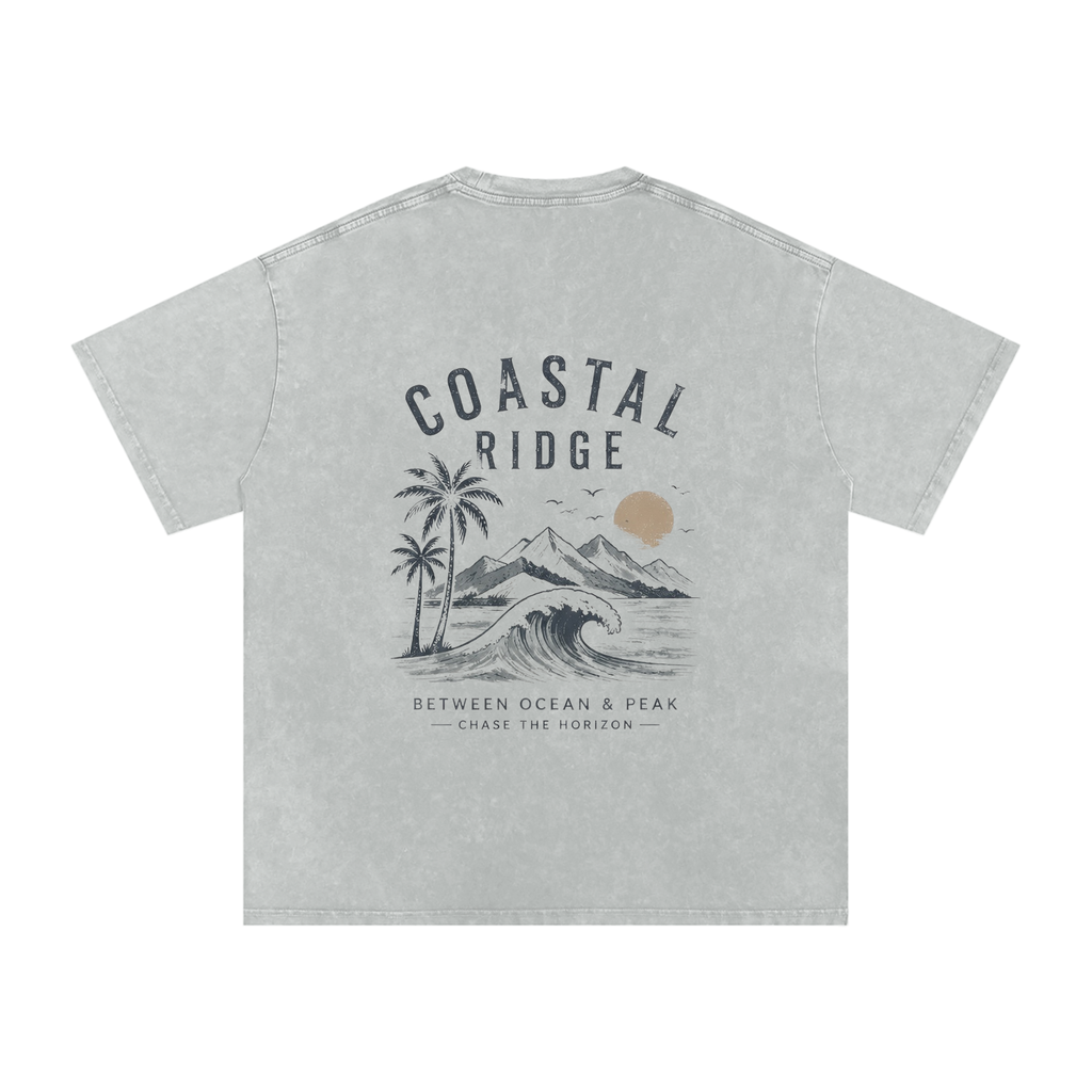 COASTAL RIDGE Light Colors Snow Washed Oversized Cotton T-Shirt