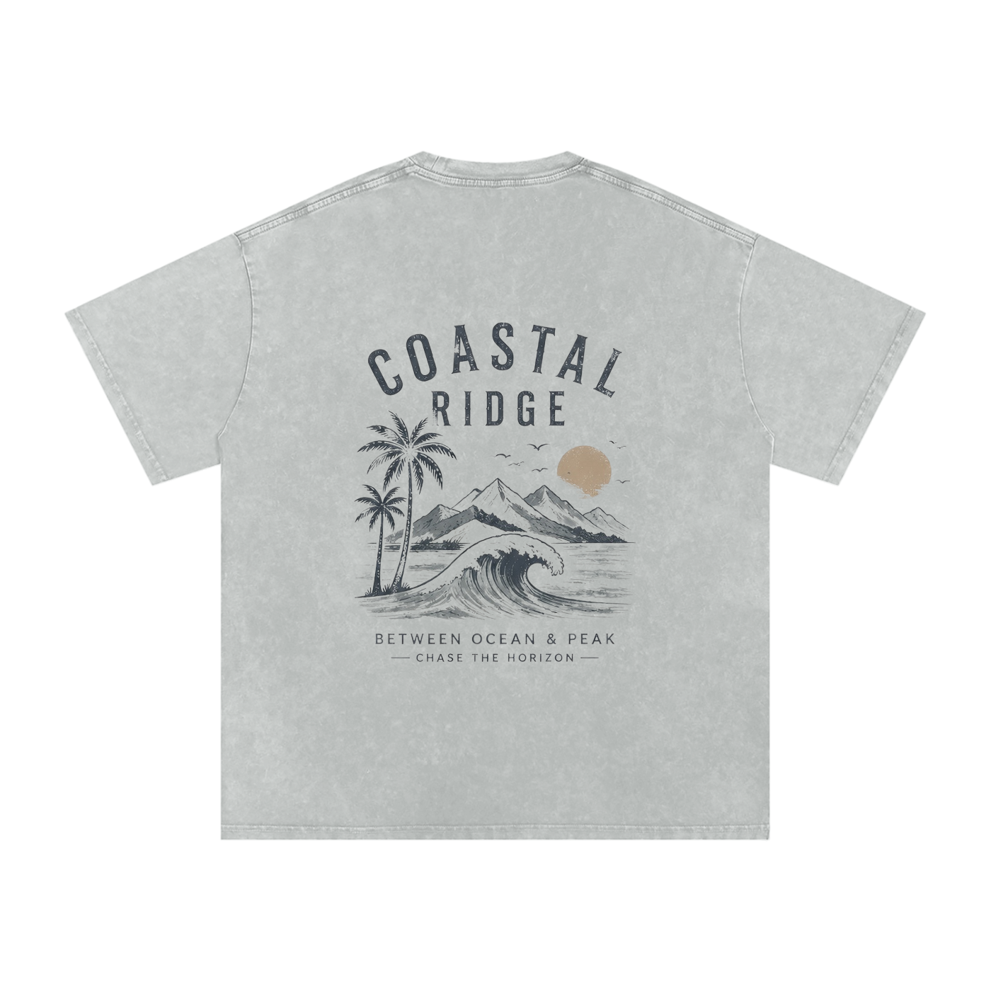 COASTAL RIDGE Light Colors Snow Washed Oversized Cotton T-Shirt