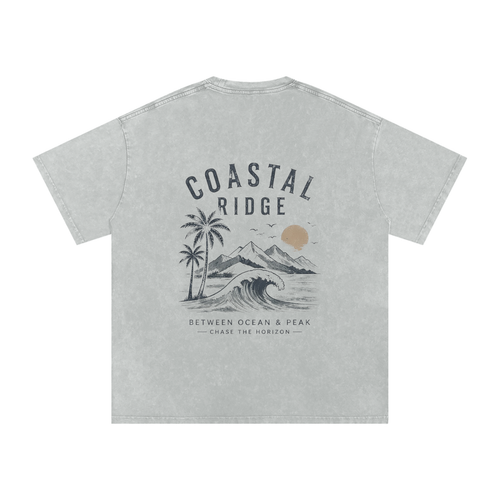 COASTAL RIDGE Light Colors Snow Washed Oversized Cotton T-Shirt
