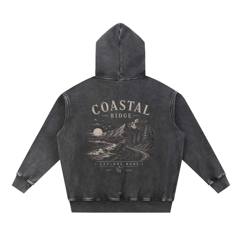 COASTAL RIDGE Snow Wash Fleece Oversize Hoodie