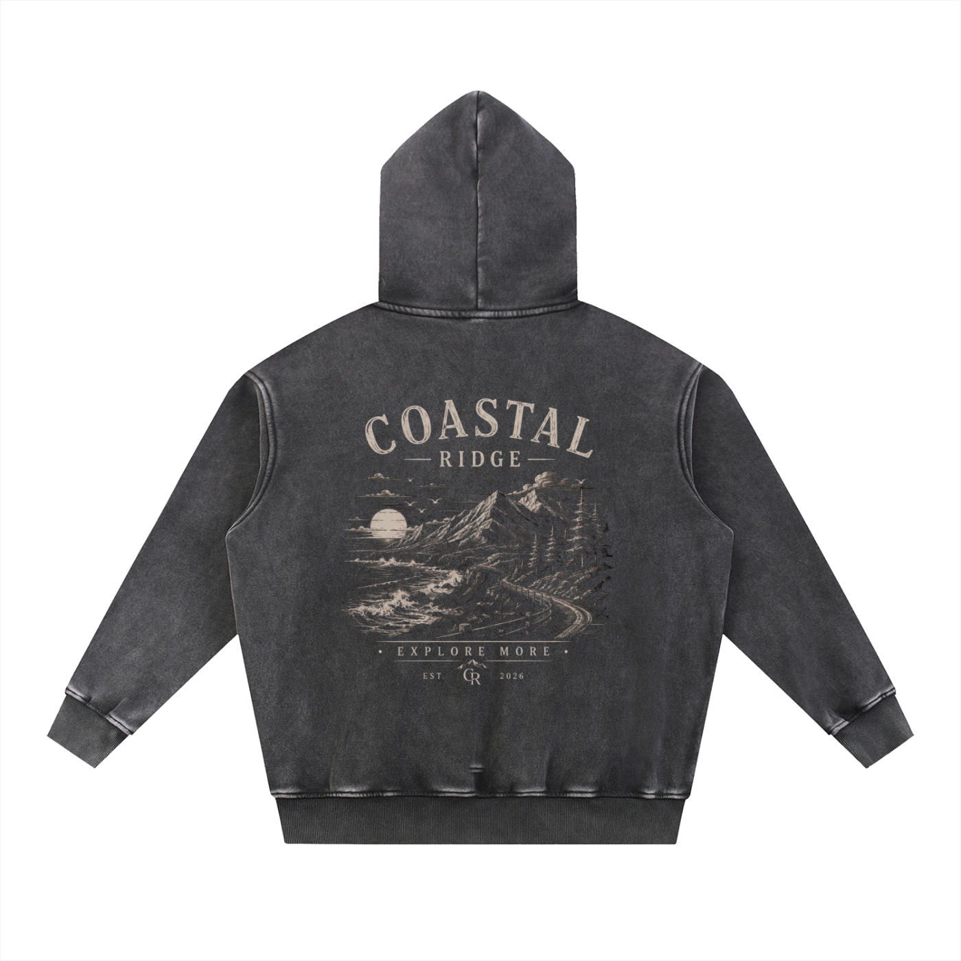 COASTAL RIDGE Snow Wash Fleece Oversize Hoodie