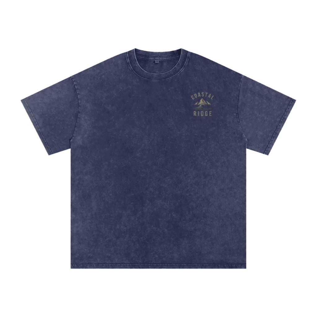 COASTAL RIDGE Dark Colors Snow Washed Oversized Cotton T-Shirt