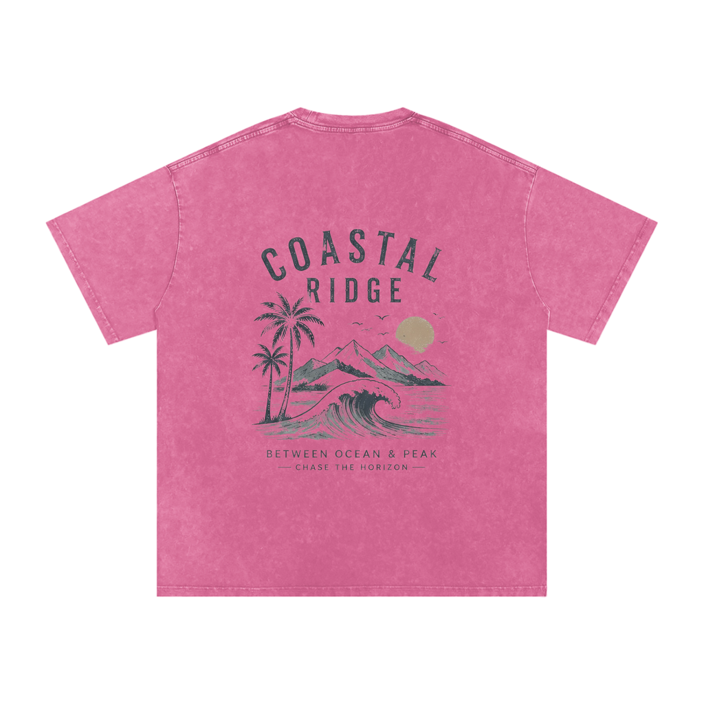 COASTAL RIDGE Light Colors Snow Washed Oversized Cotton T-Shirt