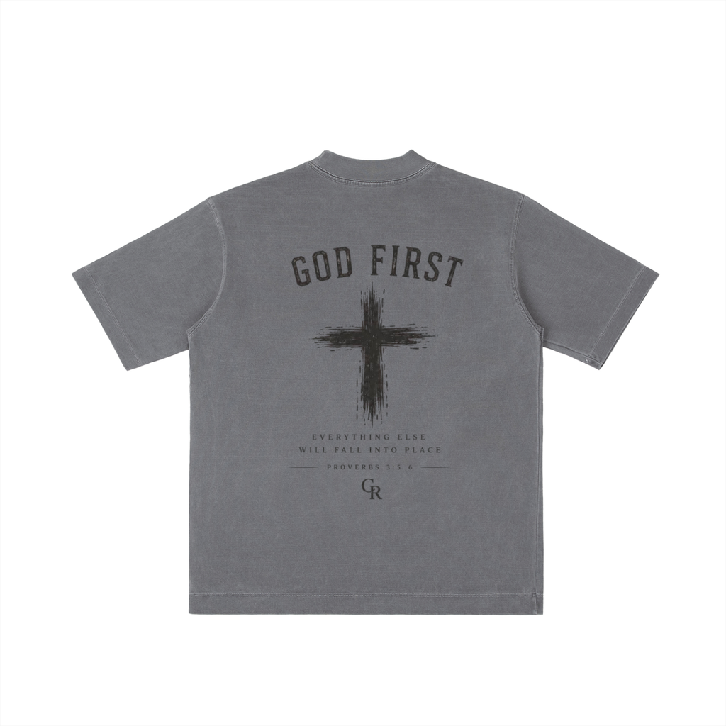 CR GOD First Vintage Wash Drop Shoulder T-shirt