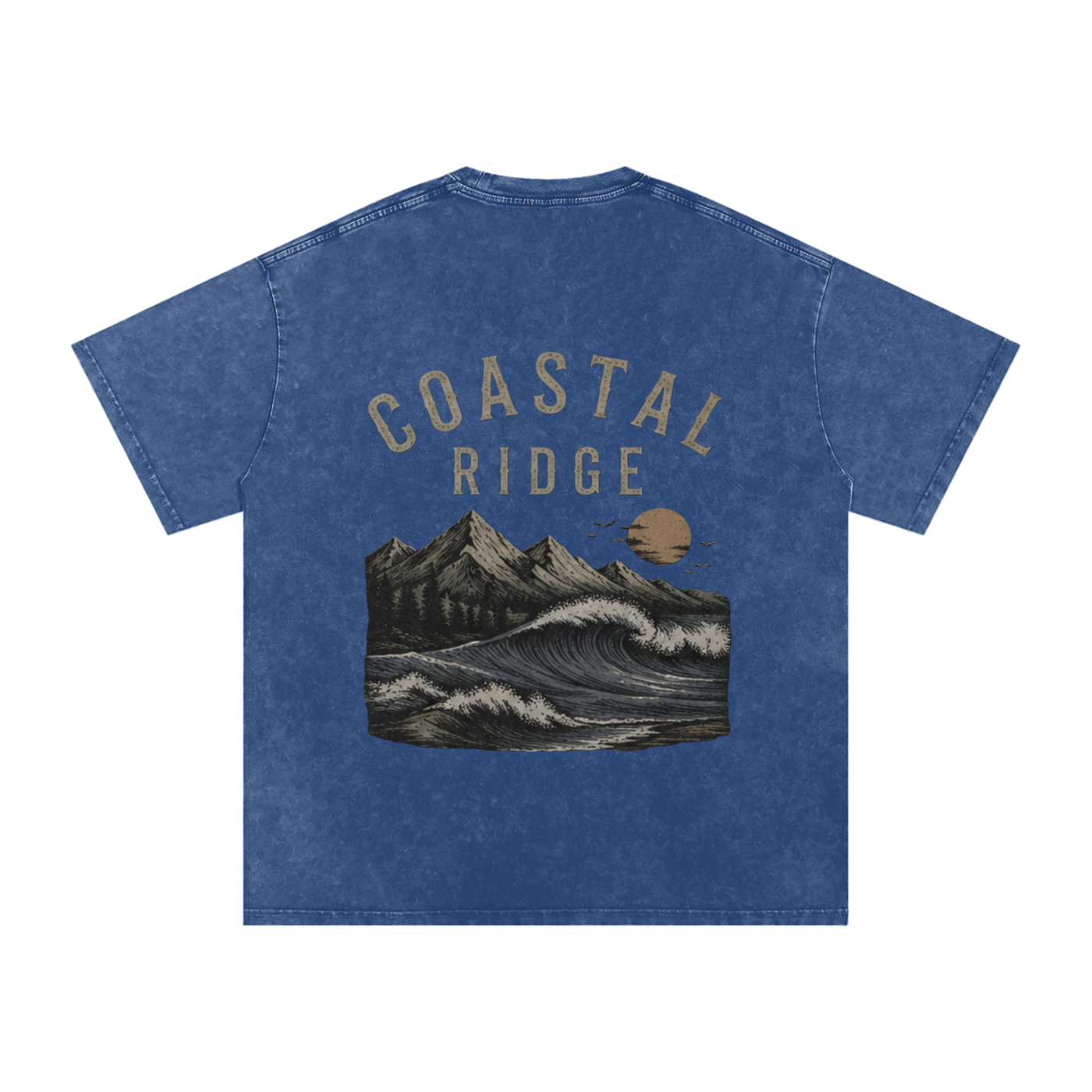 COASTAL RIDGE Dark Colors Snow Washed Oversized Cotton T-Shirt